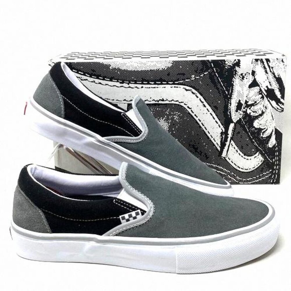 VANS Skate Slip On Shoes Suede Low Top Black Gray VN0A5FCAN42 Sneakers Men For